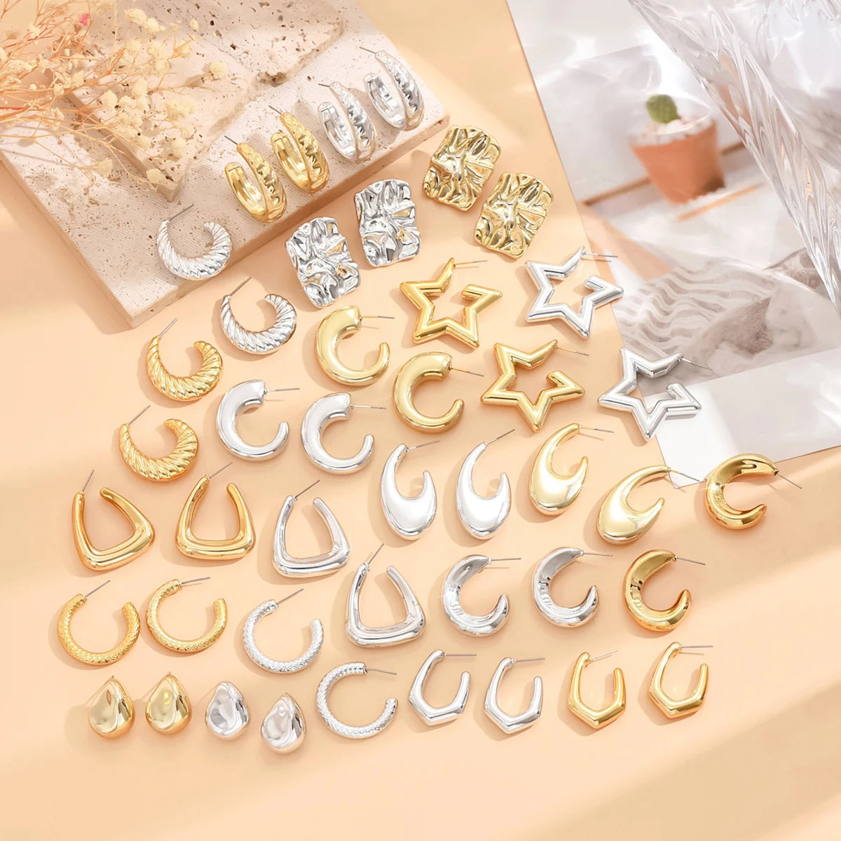 Geometric Metallic Earrings
